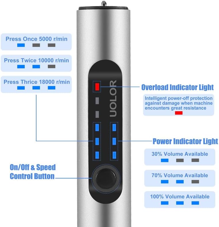 Uolor USB Rechargable Engraving Pen with 42 Bits, Mini Electric DIY Engraver Cordless Rotary Tools Portable Engraving Tool for Jewelry Wood Metal Stone Plastic Glass Etching - Image 3